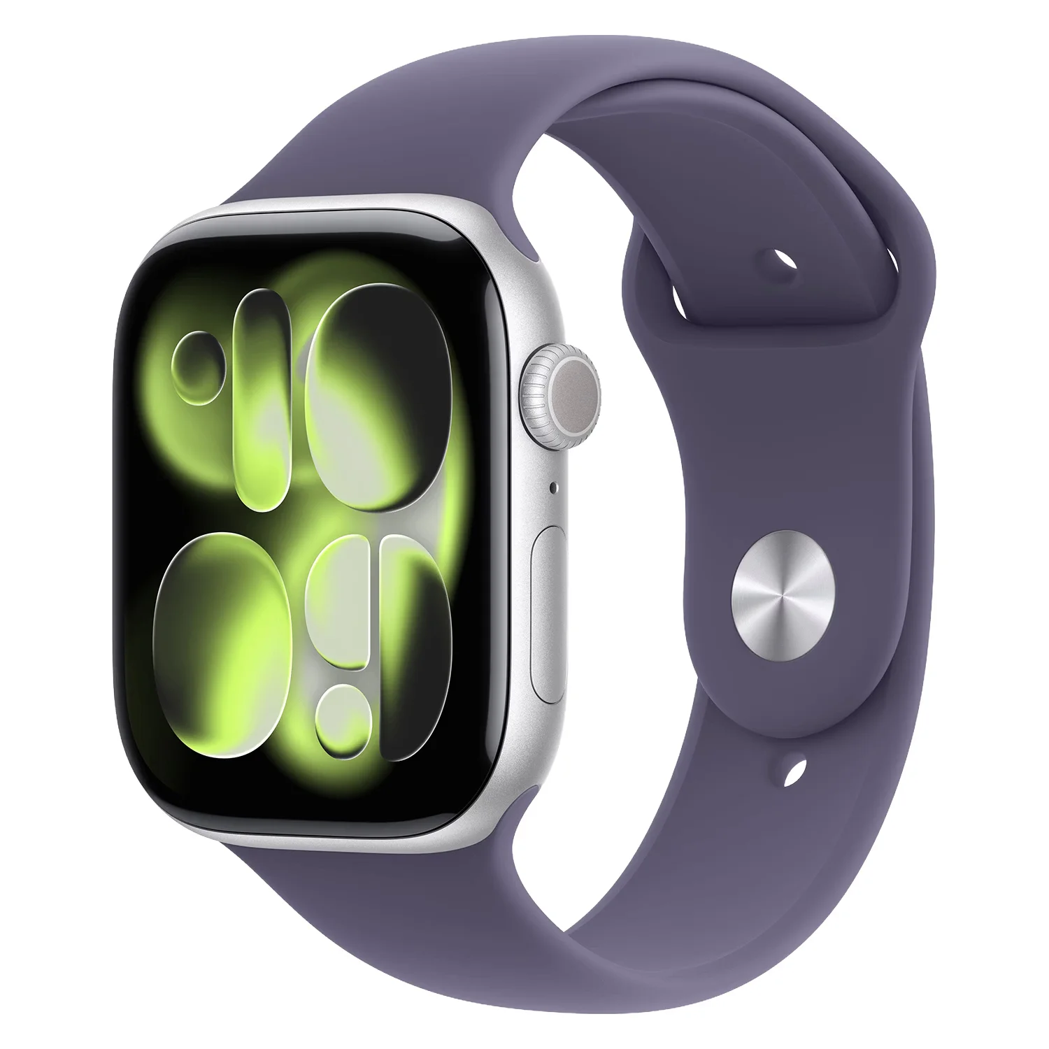 Apple Watch Series 11 MEU64LW/A Caixa Alumínio 42mm Prateado - Esportiva Roxo Névoa S/M