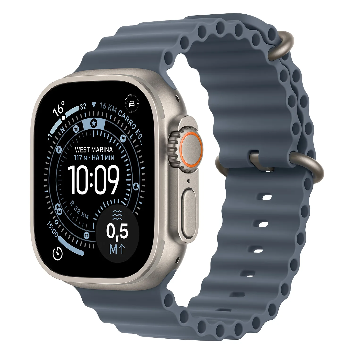 Apple Watch Ultra 3 MEWH4LW/A Celular + GPS Caixa Titânio Natural 49mm - Oceano Azul Âncora