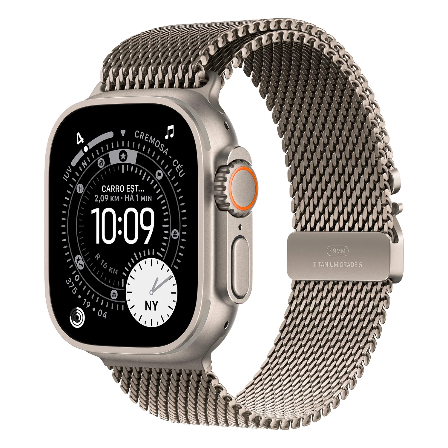 Apple Watch Ultra 3 MEWY4ZP/A Celular + GPS Caixa Titânio 49mm - Estilo Milanês de Titânio (M)