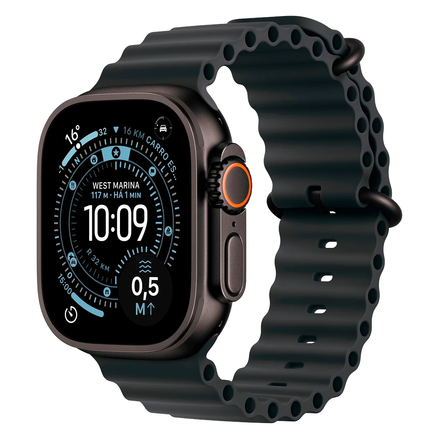 Apple Watch Ultra 3 MF0J4LW/A Celular + GPS Caixa Titânio Preto 49mm - Oceano Preto