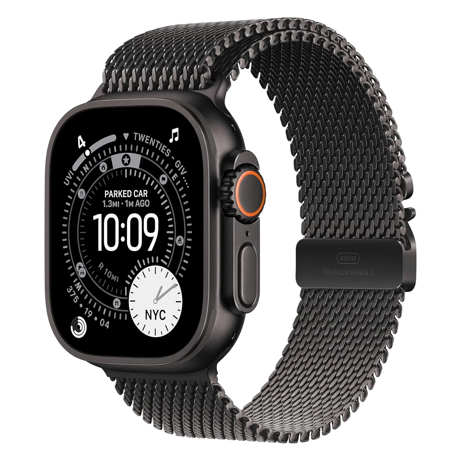 Apple Watch Ultra 3 MF1Q4AF/A Celular + GPS Caixa Titânio Preto 49mm - Estilo Milanês de Titânio Preto