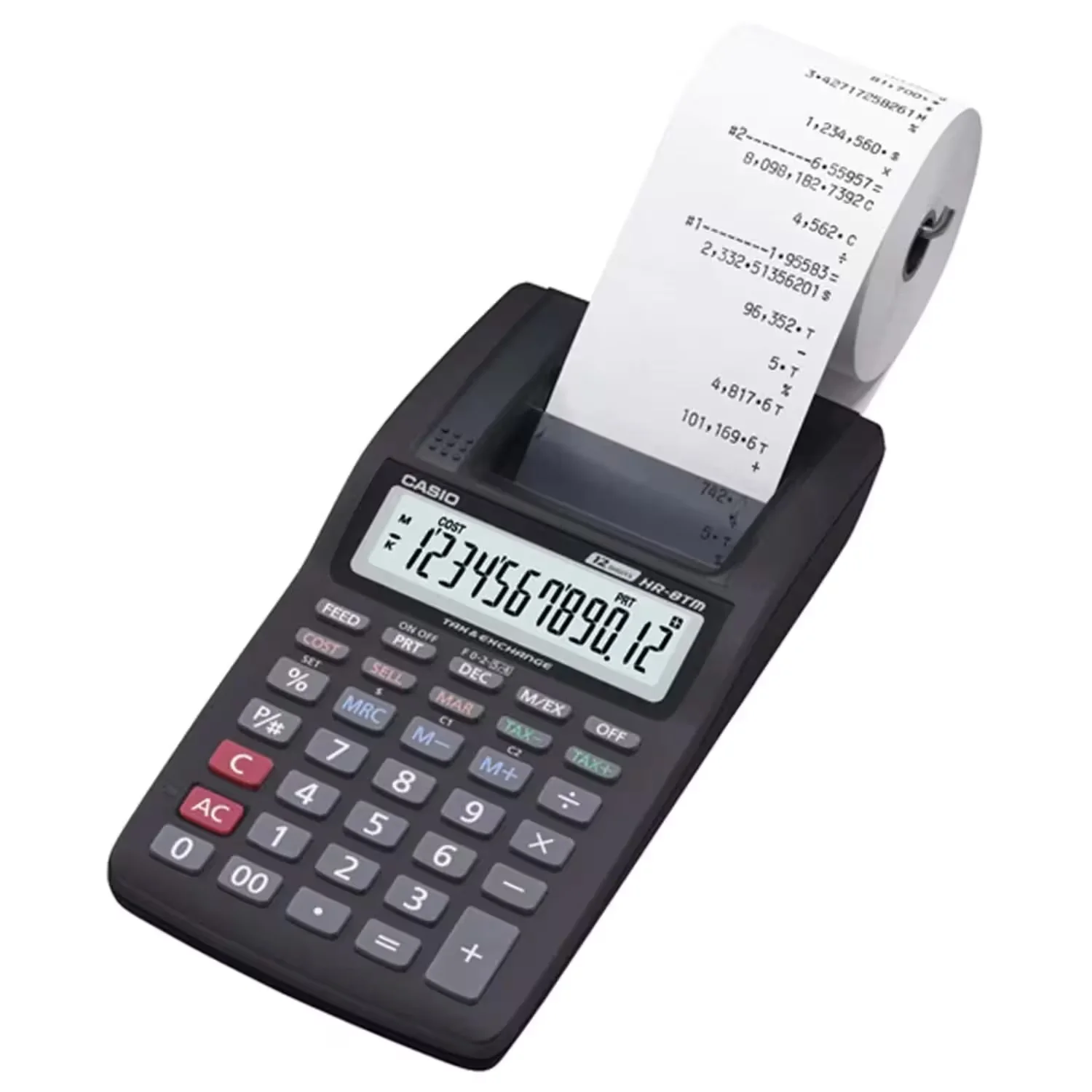 Calculadora com Impressão Casio HR-8RC-BK 12 Dígitos - Preto