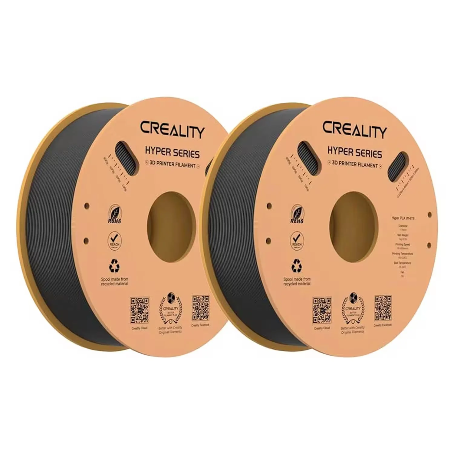 Filamento Creality HYPER-PLA 2Kg 1.75mm para Impressora 3D - Preto
