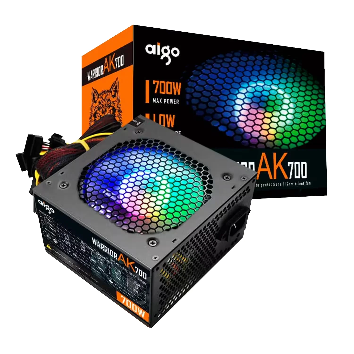 Fonte Aigo AK700 700W ATX PFC Ativo 220V RGB - Preto