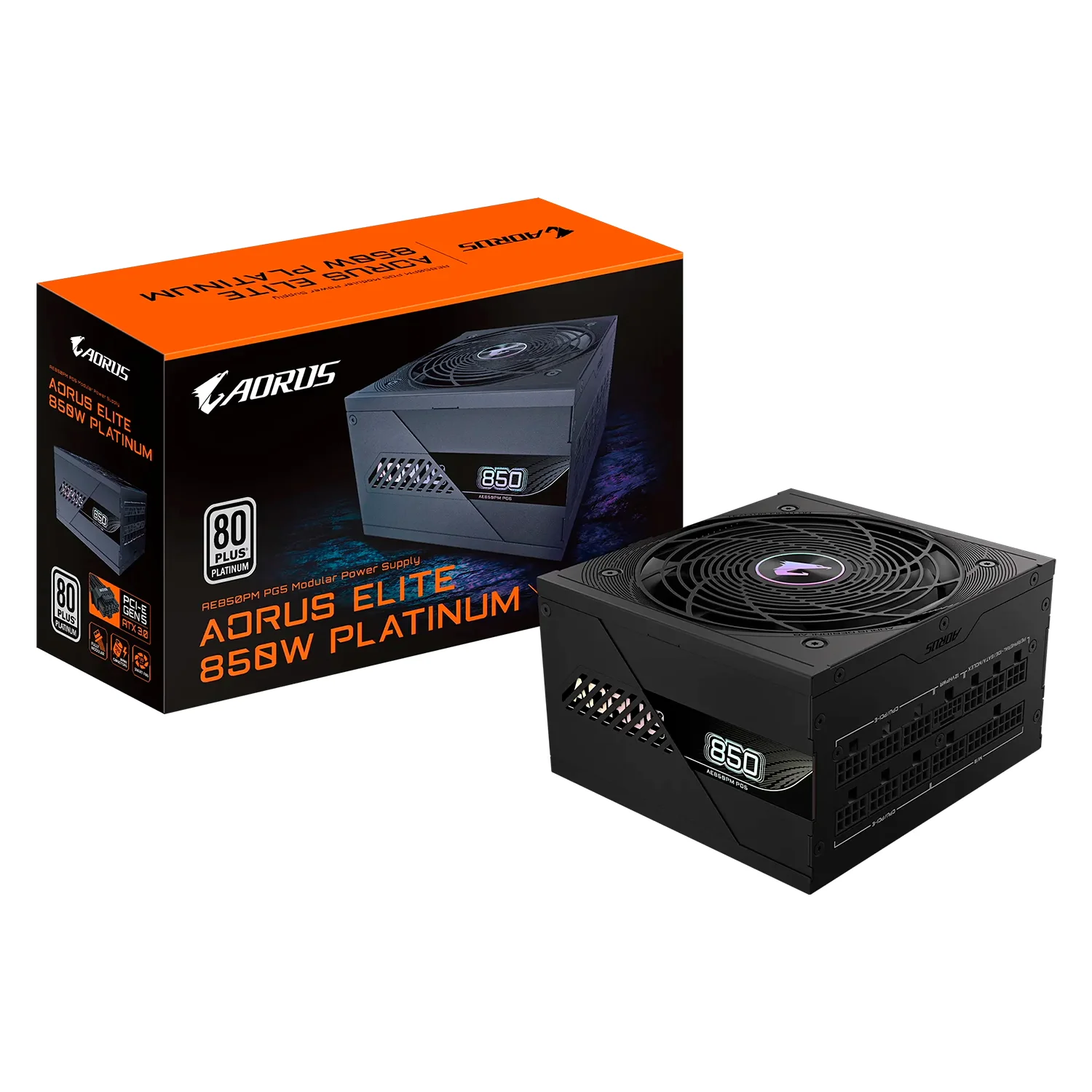 Fonte Gigabyte Aorus Elite GP-AE850PM ATX 850W 80 Plus Platinum PFC Ativo Full Modular - Preto