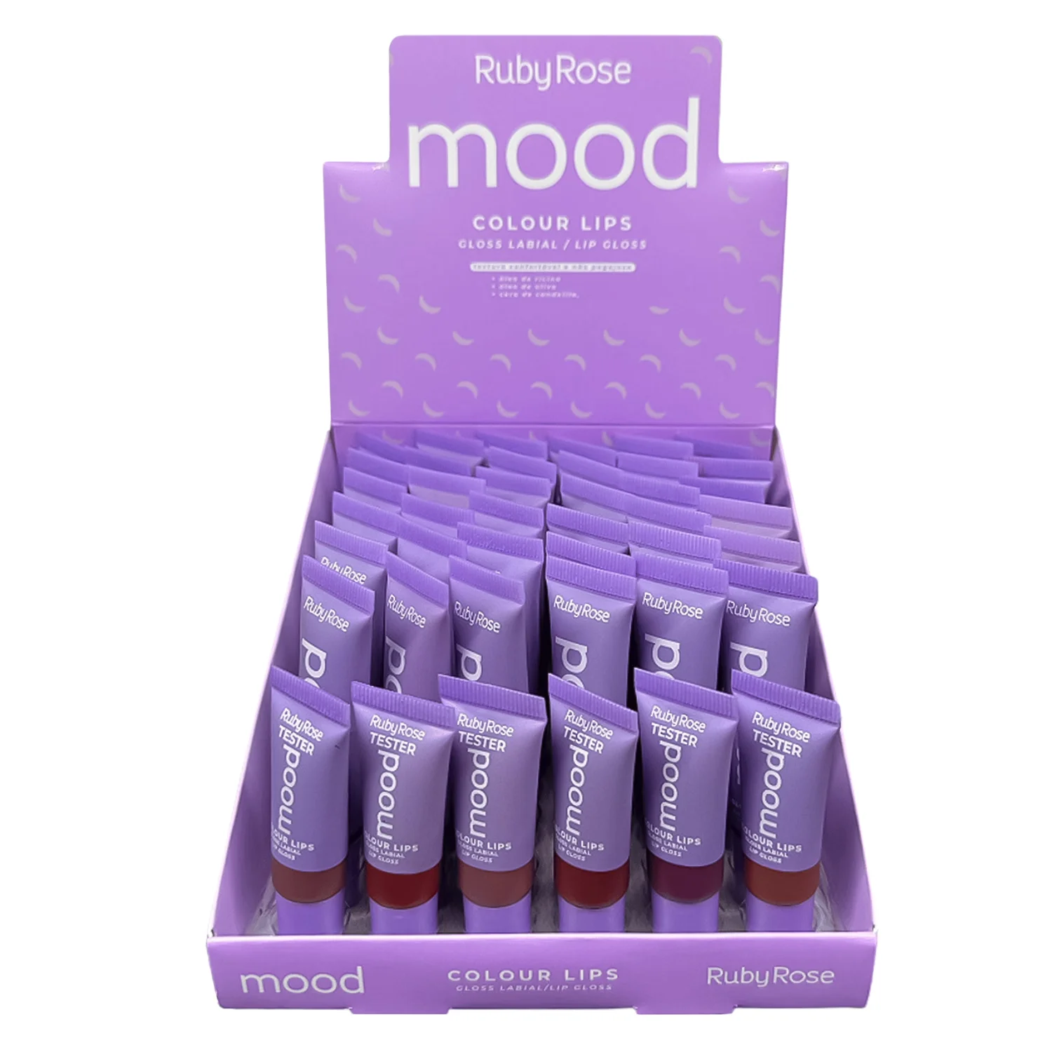 Gloss Labial Ruby Rose Colour Lips Mood HB-7201 - 36 Unidades