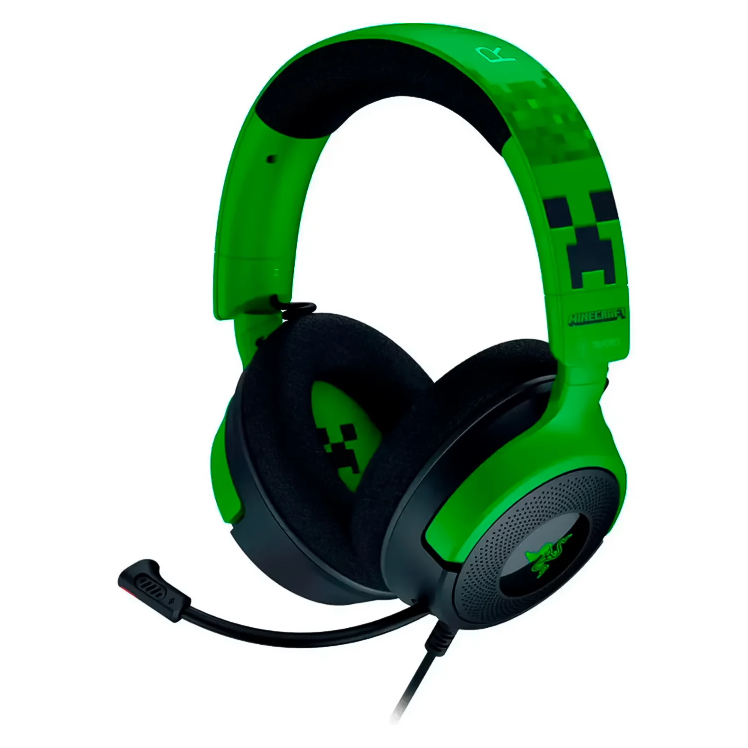 Headset Gamer Razer Kraken V4 X Minecraft Edition RZ04-05180200-R3M1 USB-C RGB - Preto e Verde