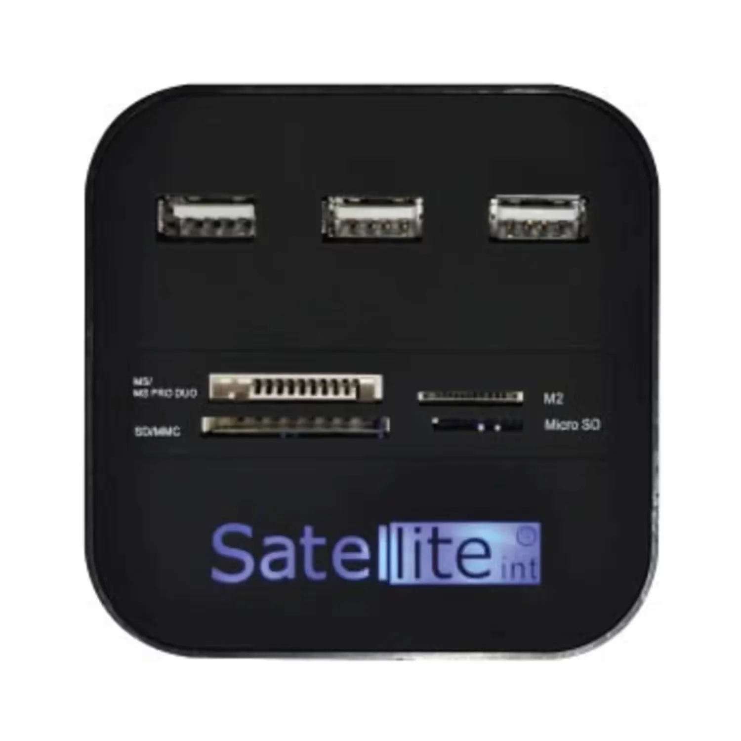 Hub USB Satellite A-HUB07 + Leitor de Memorias - Preto
