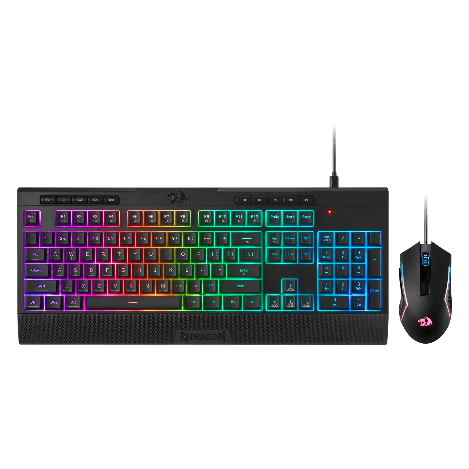 Kit Gamer Teclado e Mouse Redragon S151 USB RGB - Preto