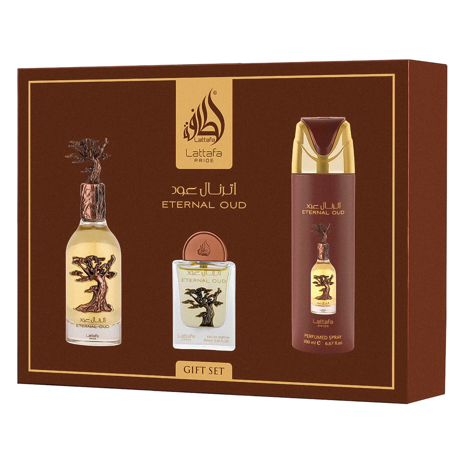 Kit Lattafa Pride Eternal Oud Gift Set Eau de Parfum Unissex - 3 Unidades