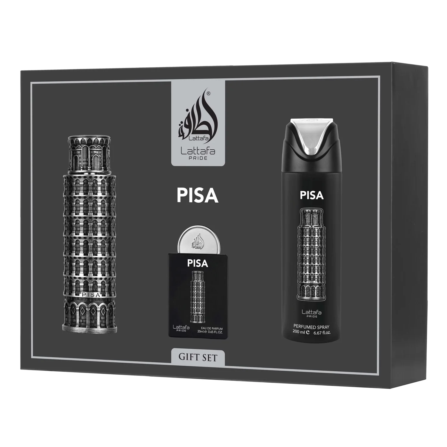 Kit Lattafa Pride Pisa Gift Set Eau de Parfum Masculino - 3 Unidades