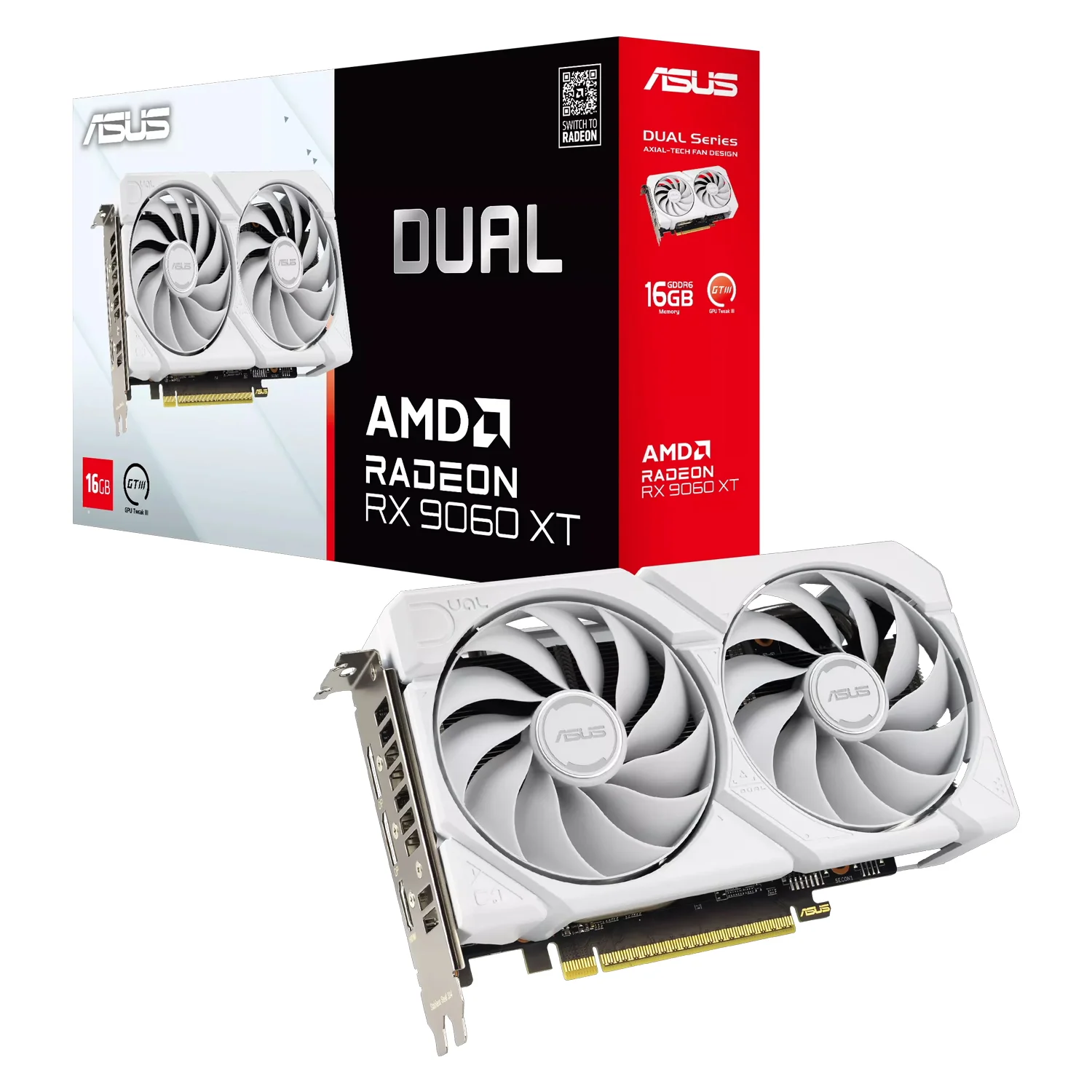 Placa de Vídeo Asus Dual White Edition AMD Radeon RX-9060XT 16GB GDDR6 - DUAL-RX9060XT-16G