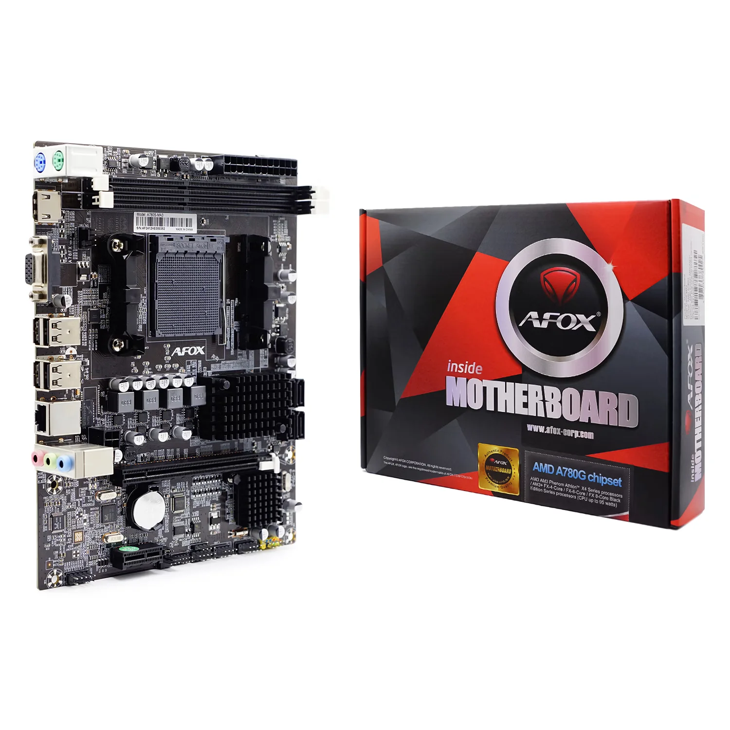 Placa Mãe Afox A780S-MA3 DDR3 Socket AM3 e AM3+ Chipset AMD RS780 + AMD SB710/SB700 Micro ATX