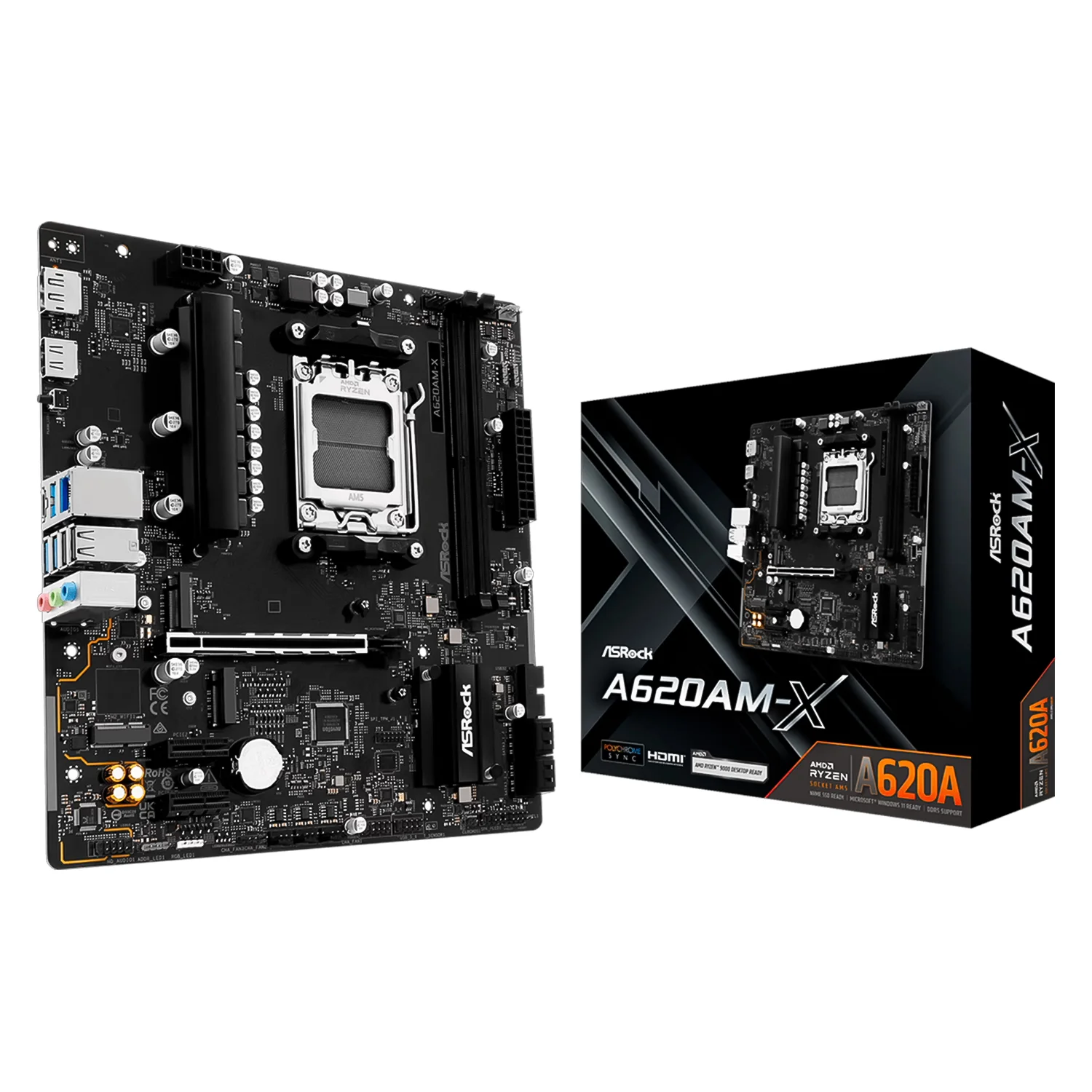 Placa Mãe Asrock A620AM-X DDR5 Socket AM5 Chipset AMD A620A Micro ATX