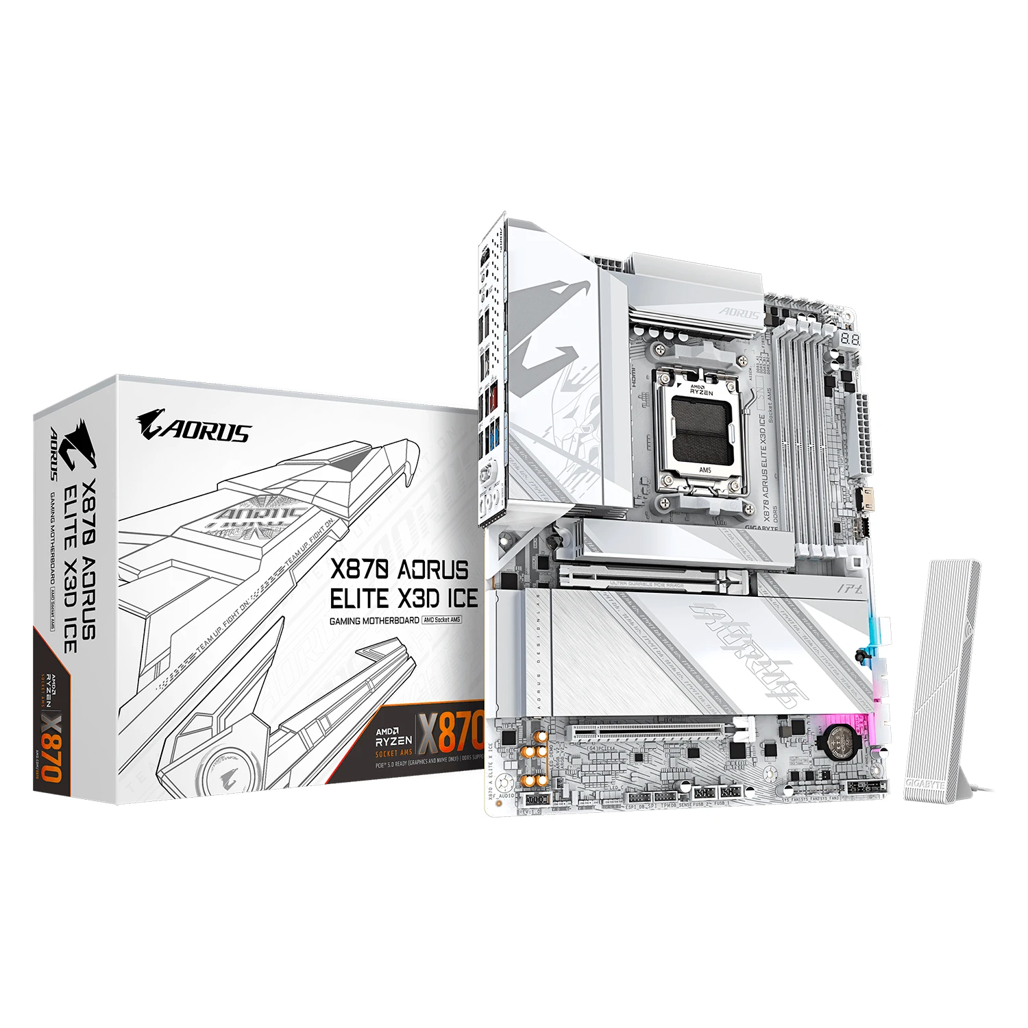 Placa Mãe Gigabyte X870 Aorus Elite X3D Ice DDR5 Socket AM5 Chipset AMD X870 ATX
