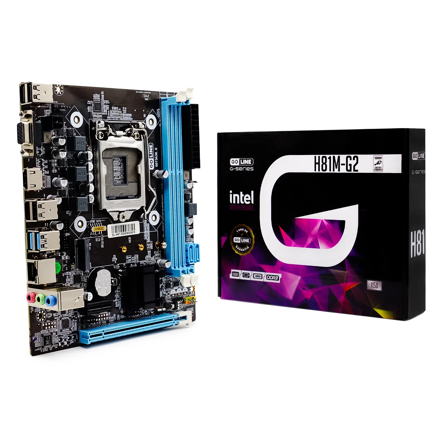 Placa Mãe Goline H81M-G2 DDR3 Socket LGA 1150 Chipset H81- (Gigabit & M.2) (1 Ano de Garantia)